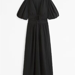 Abercrombie & Fitch Black Puffed Sleeve Maxi Dress